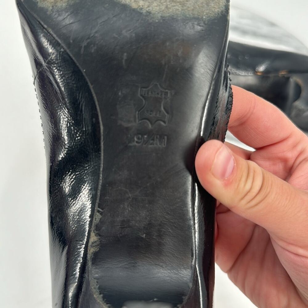 Tory Burch Black Leather Logo Ballet Flats with Gold Emblem (sz 9.5, fits large) - Picture 7 of 10